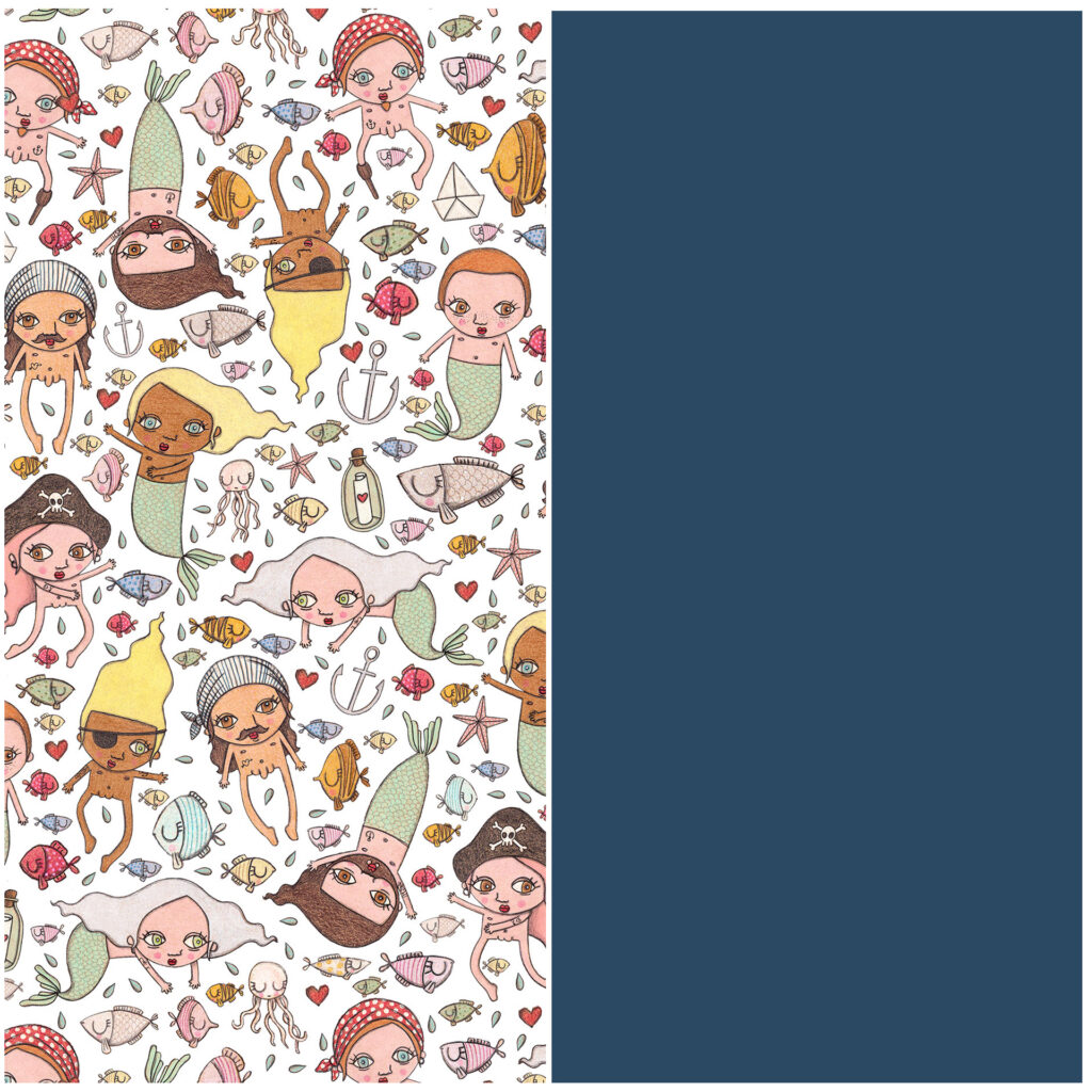 Piratas y sirenas/azul marino